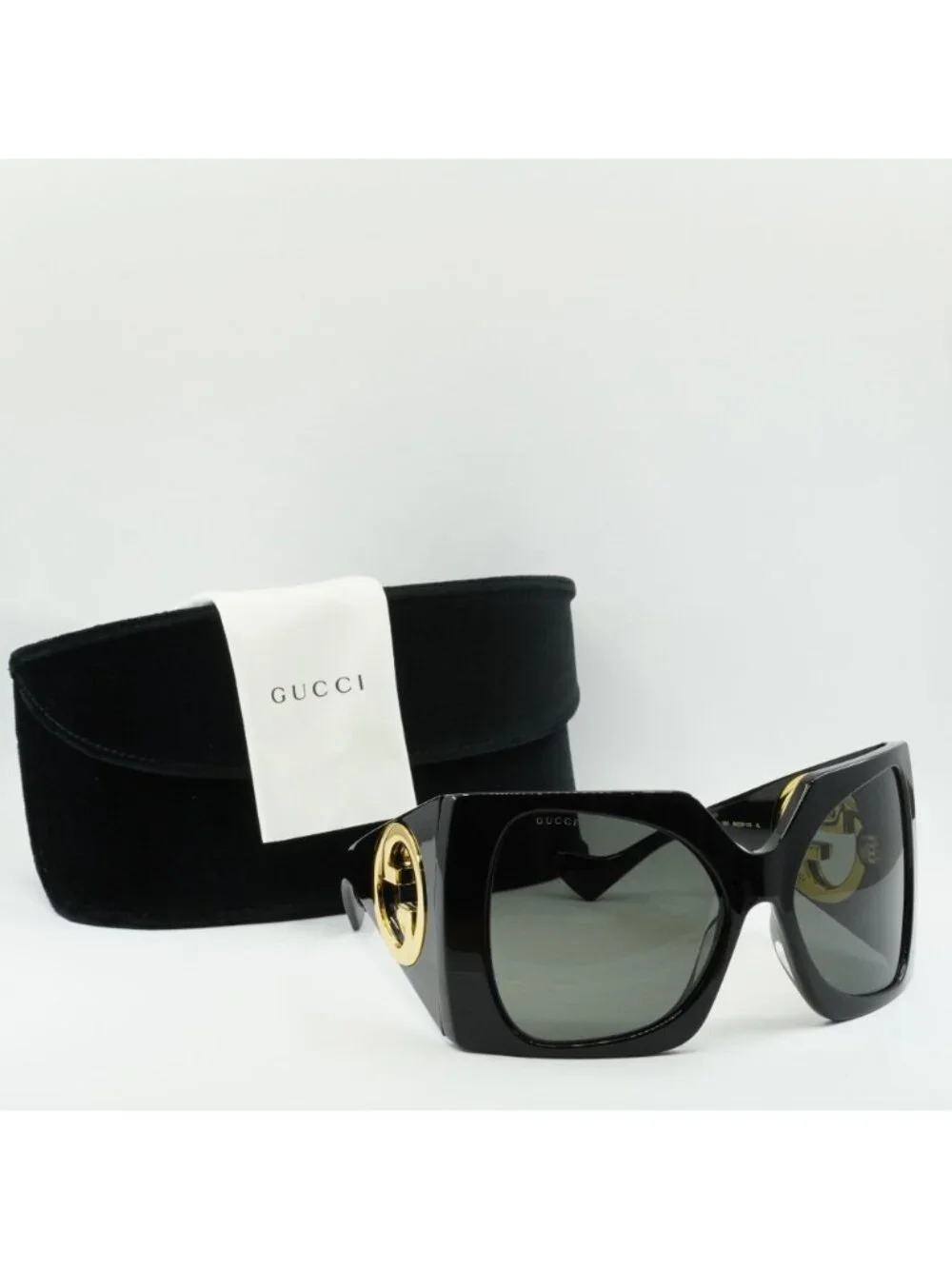 Gucci GG1255S 001 Square Sunglasses - Black / Smoke